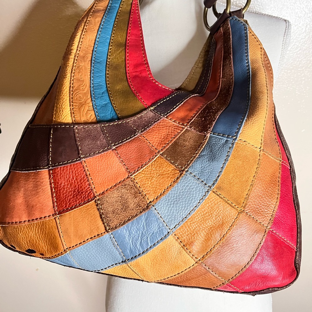 Colorful Patchwork Leather Hobo Bag